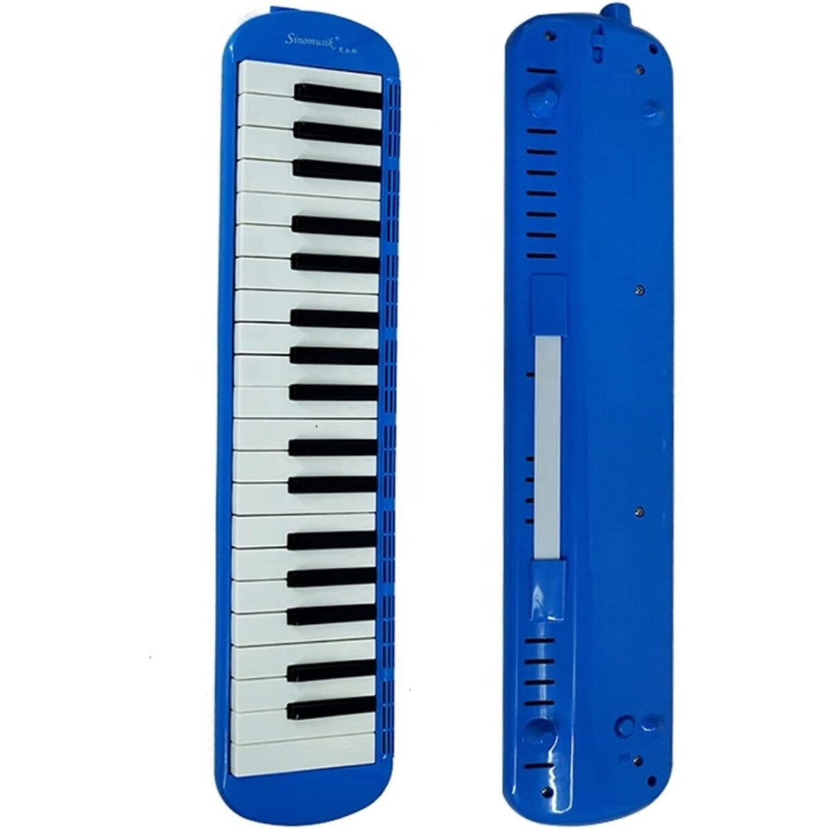 Muzicuta Melodica 32 Clape, Embo, din ABS, pentru Incepatori, 45 x 13 x 7 cm, Include Husa si Suflator, Albastru - imagine 3