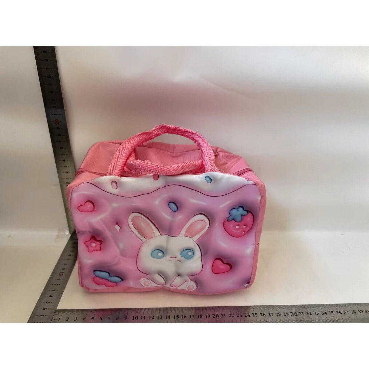 Geantă Frigorifică, Embo, cu Desene Animate 3D, Portabilă pentru Copii, de Prânz, din Pânză Oxford, 23x13x19 cm, Model Iepuras, Roz - imagine 2