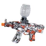 Lansator de jucarie electrica Embo cu bile de hidrogen de gel, gun bluster, tragere in rafala, varsta peste 6 ani, sageti cu ventuze de spuma, amortizor, ochelari de protectie, 5000 de bile incluse, cablu de incarcare, 28×31 cm, AK47, rosu