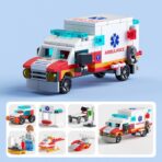 Set de Constructie Masina de Ambulanta 6in1, Embo, 24x17cm, Multiple Variante de Asamblare, 122 de Piese, Multicolor - imagine 2