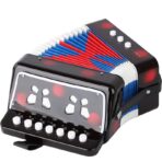 Acordeon Pentru Copii, Embo, Acordeon Jucarie pentru Educatie Timpurie, 7 butoane 2 bass, Acordeon Instrument Muzical pentru Copii, 18 x 17 x 10 cm, Negru - imagine 2