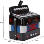Acordeon Pentru Copii, Embo, Acordeon Jucarie pentru Educatie Timpurie, 7 butoane 2 bass, Acordeon Instrument Muzical pentru Copii, 18 x 17 x 10 cm, Negru - imagine 3