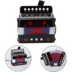 Acordeon Pentru Copii, Embo, Acordeon Jucarie pentru Educatie Timpurie, 7 butoane 2 bass, Acordeon Instrument Muzical pentru Copii, 18 x 17 x 10 cm, Negru - imagine 4