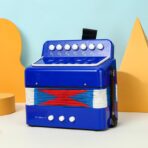 Acordeon Pentru Copii, Embo, Acordeon Jucarie pentru Educatie Timpurie, 7 butoane 2 bass, Acordeon Instrument Muzical pentru Copii, 18 x 17 x 10 cm, Albastru - imagine 2