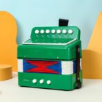 Acordeon Pentru Copii, Embo, Acordeon Jucarie pentru Educatie Timpurie, 7 butoane 2 bass, Acordeon Instrument Muzical pentru Copii, 18 x 17 x 10 cm, Verde - imagine 2