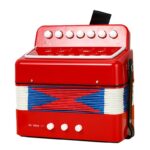 Acordeon Pentru Copii, Embo, Acordeon Jucarie pentru Educatie Timpurie, 7 butoane 2 bass, Acordeon Instrument Muzical pentru Copii, 18 x 17 x 10 cm, Rosu