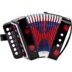 Acordeon Pentru Copii, Embo, Acordeon Jucarie pentru Educatie Timpurie, 7 butoane 2 bass, Acordeon Instrument Muzical pentru Copii, 18 x 17 x 10 cm, Negru