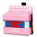 Acordeon Pentru Copii, Embo, Acordeon Jucarie pentru Educatie Timpurie, 7 butoane 2 bass, Acordeon Instrument Muzical pentru Copii, 18 x 17 x 10 cm, Roz