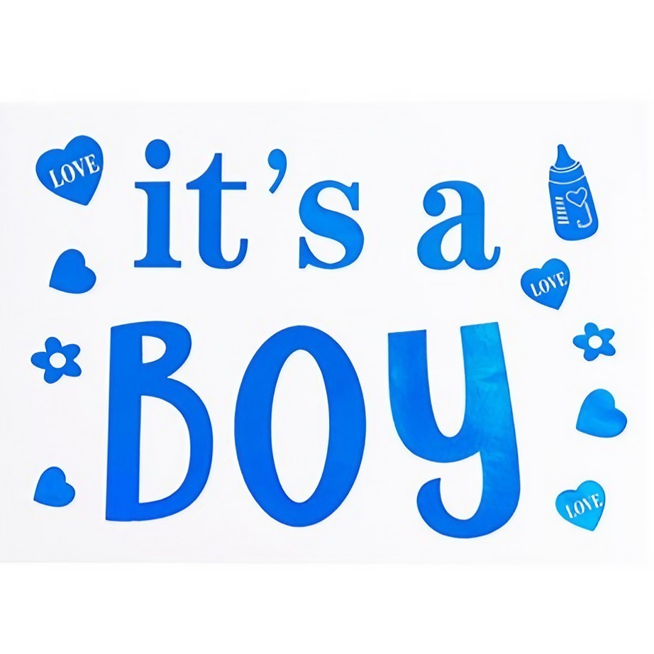 autocolant-it-s-a-boy-albastru-19-5x27-cm-main-67163fddc2808 Sticker Autocolant, Embo, Tematica Gender Reveal, Model Scris It's a Boy, 19.5x27.5 cm, Albastru - imagine 1