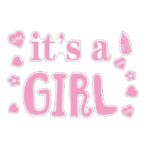 Sticker Autocolant, Embo, Tematica Gender Reveal, Model Scris It's a Girl, 19.5x27.5 cm, Roz