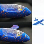 Avion Planor cu Pilot, Embo, Din Polistiren, Cu Lumini in Cabina Pilotului, Lungime 47 cm, Albastru - imagine 2
