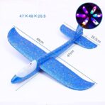 Avion Planor cu Pilot, Embo, Din Polistiren, Cu Lumini in Cabina Pilotului, Lungime 47 cm, Albastru - imagine 9