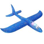 Avion Planor cu Pilot, Embo, Din Polistiren, Cu Lumini in Cabina Pilotului, Lungime 47 cm, Albastru