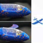 Avion Planor cu Pilot, Embo, Din Polistiren, Cu Lumini pe Toata Lungimea, 47 cm, Albastru - imagine 3