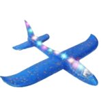 Avion Planor cu Pilot, Embo, Din Polistiren, Cu Lumini pe Toata Lungimea, 47 cm, Albastru