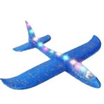 Avion Planor cu Pilot, Embo, Din Polistiren, Cu Lumini pe Toata Lungimea, 47 cm, Albastru