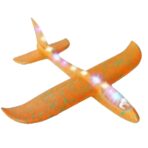 Avion Planor cu Pilot, Embo, Din Polistiren, Cu Lumini pe Toata Lungimea, 47 cm, Portocaliu