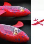 Avion Planor cu Pilot, Embo, Din Polistiren, Cu Lumini pe Toata Lungimea, 47 cm, Rosu - imagine 3