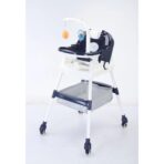 Scaun de Masa pentru Copii, Embo, Multifunctional, Pliabil, cu Roti, Cos de Depozitare, din Plastic, Centura de Siguranta, Suport de Agatat Jucarii, 110 x 60 x 70 cm, Albastru - imagine 3