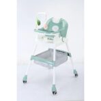 Scaun de Masa pentru Copii, Embo, Multifunctional, Pliabil, cu Roti, Cos de Depozitare, din Plastic, Centura de Siguranta, Suport de Agatat Jucarii, 110 x 60 x 70 cm, Verde - imagine 3