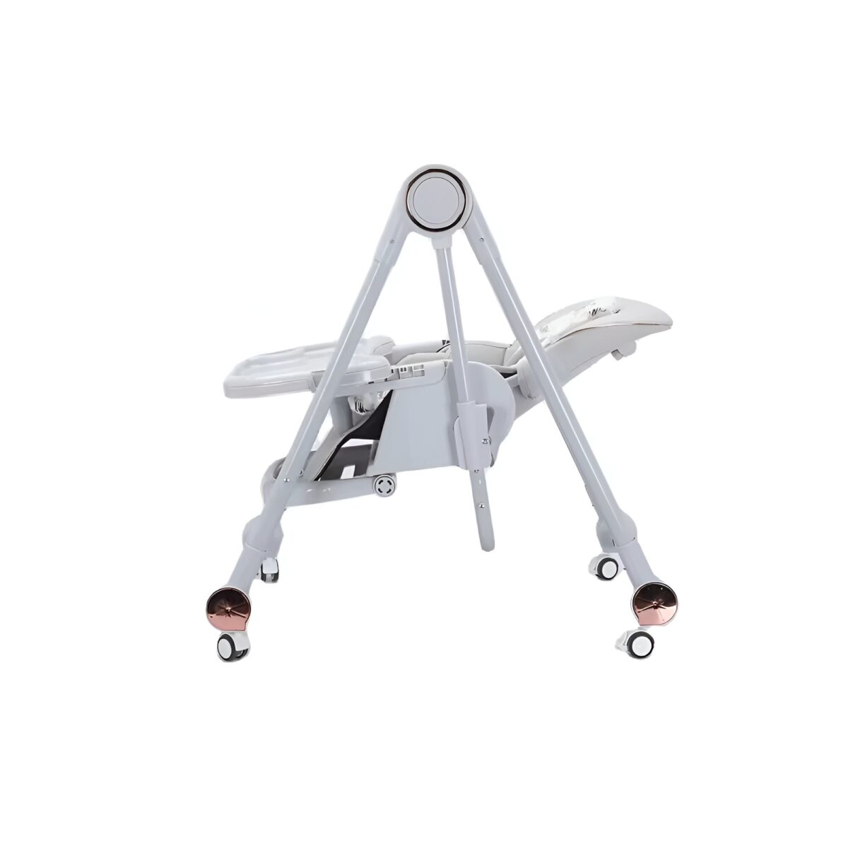 Scaun de Masa pentru Bebelusi si Copii, Embo, Tavita si Husa Detasabile, Multifuncțional, Stabil, Centura de Siguranta, Inaltime Ajustabila, Spatar Reglabil Moale, Balansoar, de la 6 Luni, Gri - imagine 3