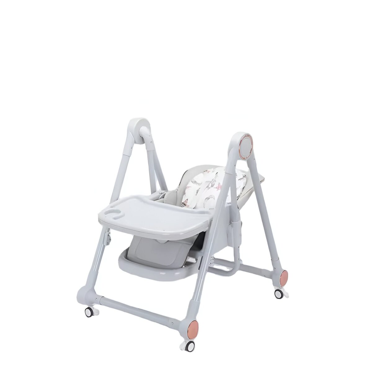 Scaun de Masa pentru Bebelusi si Copii, Embo, Tavita si Husa Detasabile, Multifuncțional, Stabil, Centura de Siguranta, Inaltime Ajustabila, Spatar Reglabil Moale, Balansoar, de la 6 Luni, Gri - imagine 4