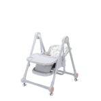 Scaun de Masa pentru Bebelusi si Copii, Embo, Tavita si Husa Detasabile, Multifuncțional, Stabil, Centura de Siguranta, Inaltime Ajustabila, Spatar Reglabil Moale, Balansoar, de la 6 Luni, Gri - imagine 4