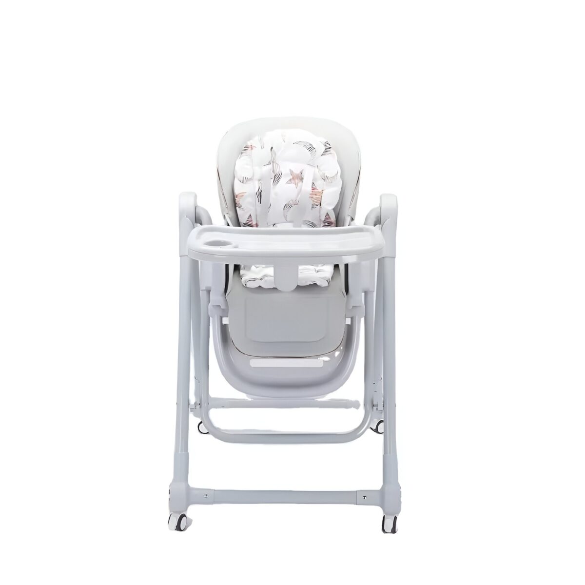 Scaun de Masa pentru Bebelusi si Copii, Embo, Tavita si Husa Detasabile, Multifuncțional, Stabil, Centura de Siguranta, Inaltime Ajustabila, Spatar Reglabil Moale, Balansoar, de la 6 Luni, Gri - imagine 5