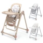 Scaun de Masa pentru Bebelusi si Copii, Embo, Tavita si Husa Detasabile, Multifuncțional, Stabil, Centura de Siguranta, Inaltime Ajustabila, Spatar Reglabil Moale, Balansoar, de la 6 Luni, Gri - imagine 6