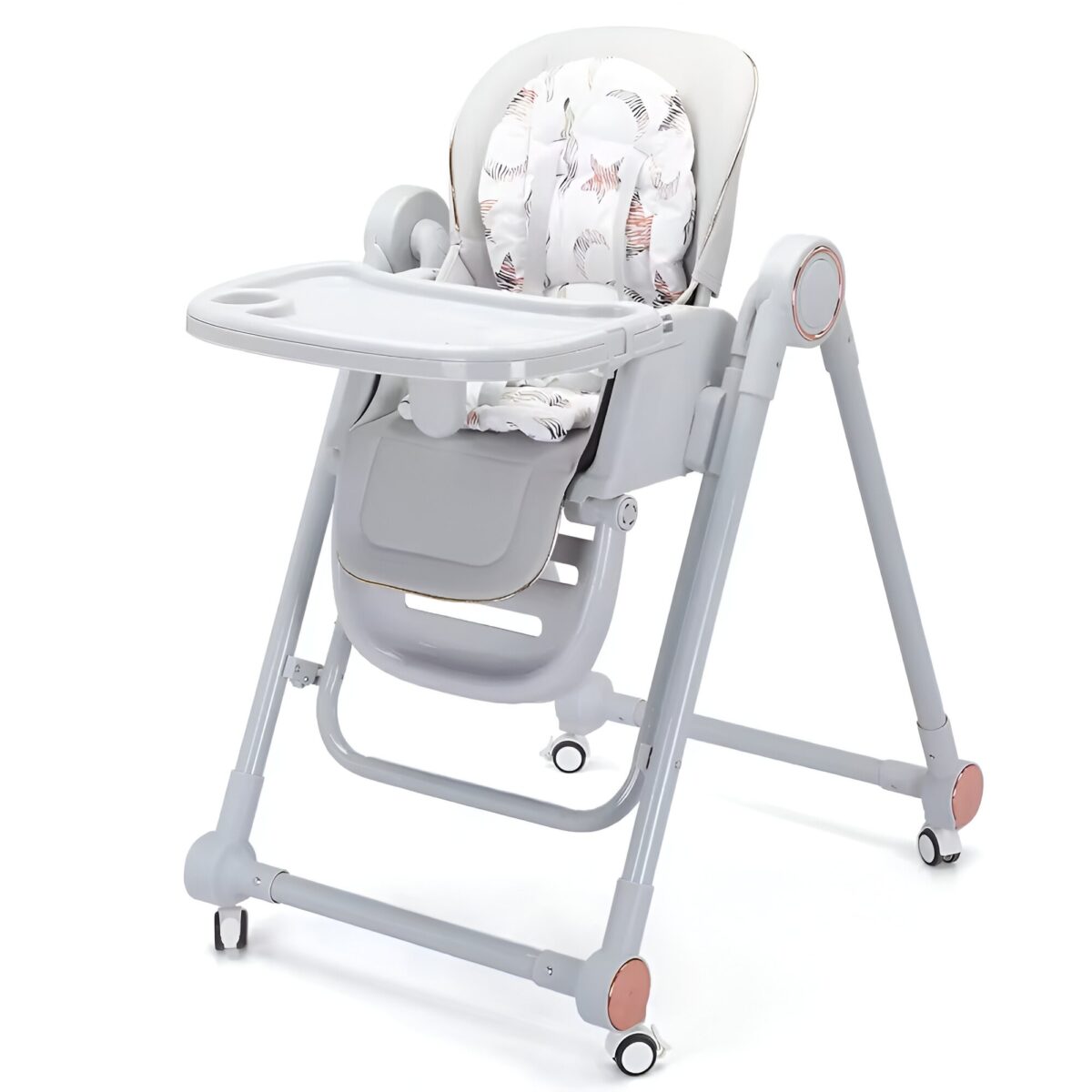 Scaun de Masa pentru Bebelusi si Copii, Embo, Tavita si Husa Detasabile, Multifuncțional, Stabil, Centura de Siguranta, Inaltime Ajustabila, Spatar Reglabil Moale, Balansoar, de la 6 Luni, Gri - imagine 7