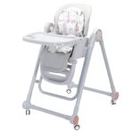 Scaun de Masa pentru Bebelusi si Copii, Embo, Tavita si Husa Detasabile, Multifuncțional, Stabil, Centura de Siguranta, Inaltime Ajustabila, Spatar Reglabil Moale, Balansoar, de la 6 Luni, Gri