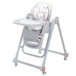 Scaun de Masa pentru Bebelusi si Copii, Embo, Tavita si Husa Detasabile, Multifuncțional, Stabil, Centura de Siguranta, Inaltime Ajustabila, Spatar Reglabil Moale, Balansoar, de la 6 Luni, Gri