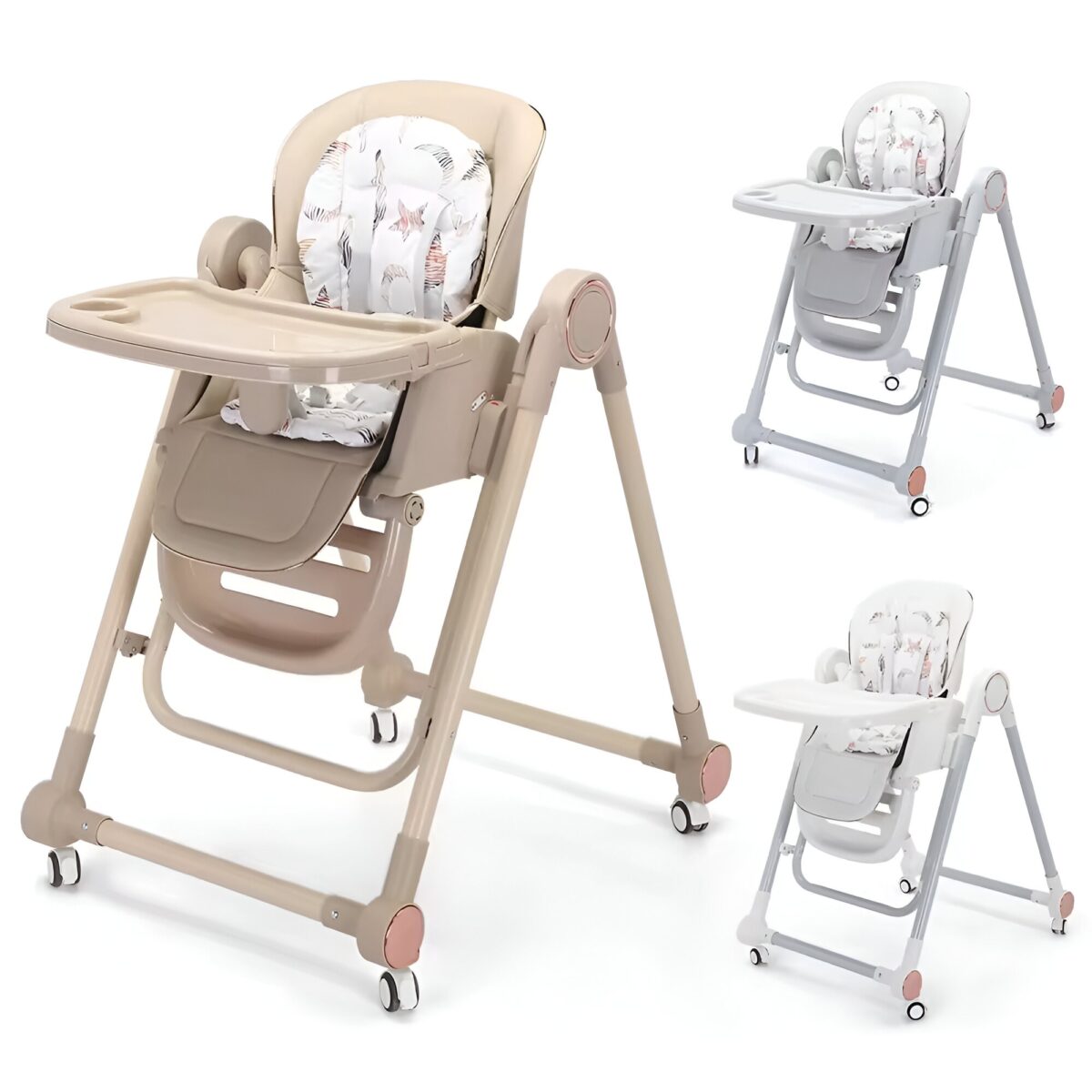 baby-dining-table-baby-dining-table-and-chairs-white-668fc91ebb235 Scaun de Masa pentru Bebelusi si Copii, Embo, Tavita si Husa Detasabile, Multifuncțional, Stabil, Centura de Siguranta, Inaltime Ajustabila, Spatar Reglabil Moale, Balansoar, de la 6 Luni, Alb - imagine 3