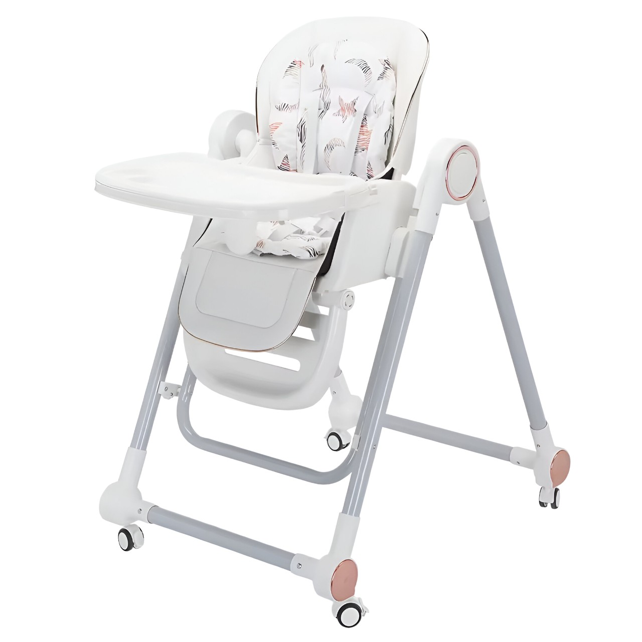 baby-dining-table-baby-dining-table-and-chairs-white-main-668fc90218a3d Scaun de Masa pentru Bebelusi si Copii, Embo, Tavita si Husa Detasabile, Multifuncțional, Stabil, Centura de Siguranta, Inaltime Ajustabila, Spatar Reglabil Moale, Balansoar, de la 6 Luni, Alb - imagine 1