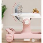 Premergator Multifunctional cu Roti Embo, Model Iepuras, Inaltime Ajustabila, Tavita, Muzica, Lumini, 66x59x41 cm, Roz - imagine 2