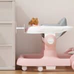 Premergator Multifunctional cu Roti Embo, Model Iepuras, Inaltime Ajustabila, Tavita, Muzica, Lumini, 66x59x41 cm, Roz - imagine 5