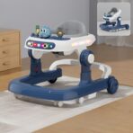 Premergator Multifunctional cu Roti Embo, Model Iepuras, Inaltime Ajustabila, Tavita, Muzica, Lumini, 66x59x41 cm, Albastru - imagine 3