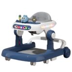 Premergator Multifunctional cu Roti Embo, Model Iepuras, Inaltime Ajustabila, Tavita, Muzica, Lumini, 66x59x41 cm, Albastru