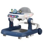 Premergator Multifunctional cu Roti Embo, Model Iepuras, Inaltime Ajustabila, Tavita, Muzica, Lumini, 66x59x41 cm, Albastru