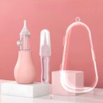Set Aspirator Nazal pentru Copii, Embo, Manual, Anti-Reflux, cu Pompita, Usor de Curatat, Varf din Silicon, 11.2x4cm, Roz - imagine 2