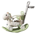 Balansoar pentru Copii, Embo, 3in1, cu Spatar si Bara de Siguranta, Maner cu Cos de Basket, Tava de Masa, 80 x 43 x 83 cm, din Plastic, + 3 Ani, Verde
