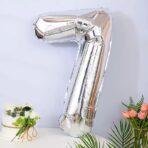 Balon din Folie Embo, Cifra 7, 81 cm, Pentru Aer sau Heliu, Bulk, Argintiu - imagine 2