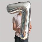 Balon din Folie Embo, Cifra 7, 81 cm, Pentru Aer sau Heliu, Bulk, Argintiu - imagine 3