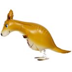 Balon din Folie Metalizata, Embo, Figurina Animata, Model Cangur, 102x34 cm, Ambalaj Individual, Pai Inclus, Umflare cu Aer sau Heliu, Maro