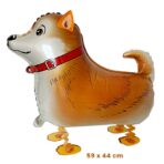 Balon din Folie Metalizata, Embo, Figurina Animata, Model Catel, 59x44 cm, Ambalaj Individual, Pai Inclus, Umflare cu Aer sau Heliu, Maro inchis - imagine 2