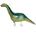 Balon din Folie Metalizata, Embo, Figurina Animata, Model Dinozaur cu Ou, 113x49 cm, Ambalaj Individual, Pai Inclus, Umflare cu Aer sau Heliu, Verde inchis