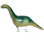 Balon din Folie Metalizata, Embo, Figurina Animata, Model Dinozaur cu Ou, 113x49 cm, Ambalaj Individual, Pai Inclus, Umflare cu Aer sau Heliu, Verde inchis