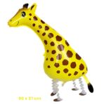 Balon din Folie Metalizata, Embo, Figurina Animata, Model Girafa, 90x37 cm, Ambalaj Individual, Pai Inclus, Umflare cu Aer sau Heliu, Galben - imagine 2