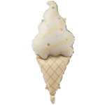 Balon din Folie Metalizata, Embo, Figurina Animata, Model Inghetata, 95 x 42 cm, Ambalaj Individual, Pai Inclus, Umflare cu Aer sau Heliu, Maro