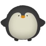 Balon din Folie Metalizata, Embo, Figurina Animata, Model Pinguin, 54 x 48 cm, Ambalaj Individual, Pai Inclus, Umflare cu Aer sau Heliu, Negru